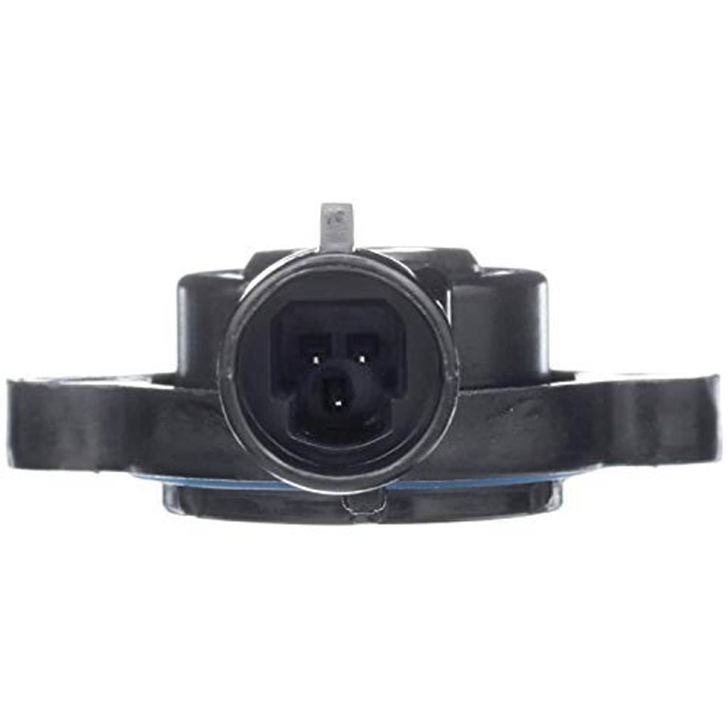 Throttle position sensor top view with two-pin connector and black mounting clip