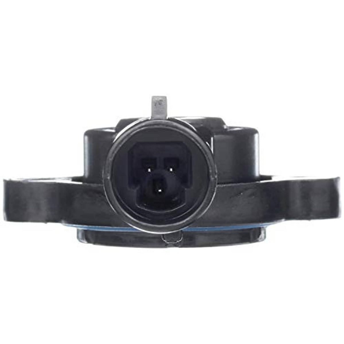 Throttle position sensor top view with two-pin connector and black mounting clip
