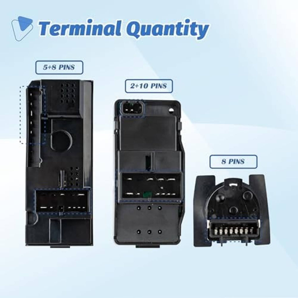 Replacement power window switch with exposed electrical connector terminals