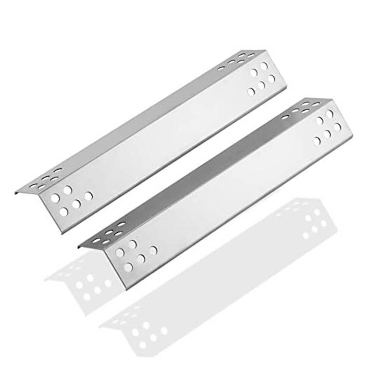 Stainless steel heat plate replacement pair with perforated mounting holes