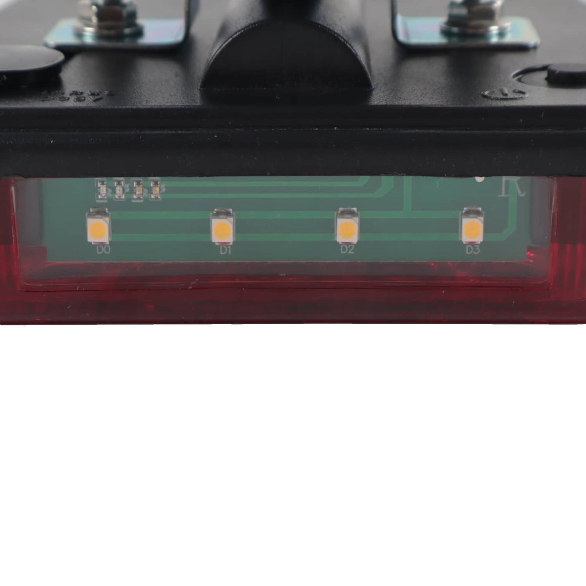 Trailer tail light LED board with red lens strip in black housing