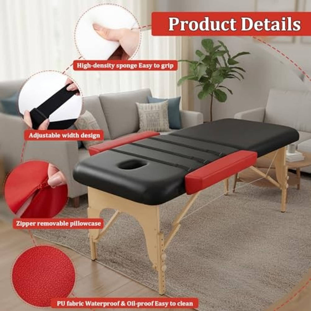 Red arm rest bolsters with removable zip cover and adjustable width design