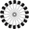 Set of black plastic-head safety pins with metal shafts and loop ring ends