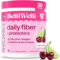 BelliWelli daily fiber + probiotics powder tub, cherry limeade, 30 servings.