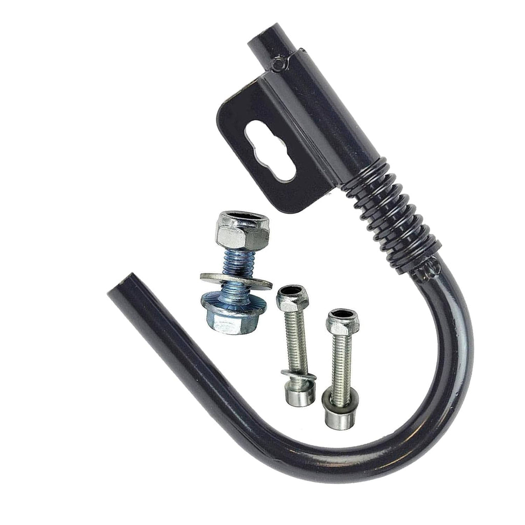 Black U-shaped hanger hook with coiled spring and bolts for nail gun