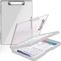 Heavy-duty 8.5x11 clipboard with storage, open transparent panel holding documents