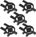Set of five black plastic dispenser keys with circular key centers