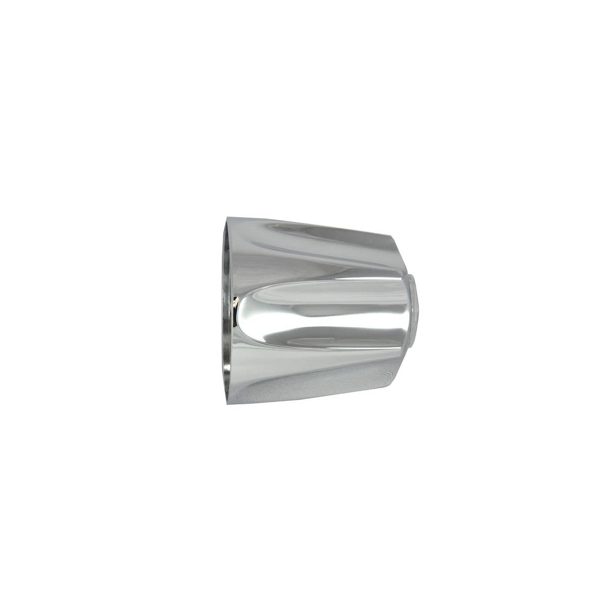 Chrome faucet handle knob end cap with faceted curved design