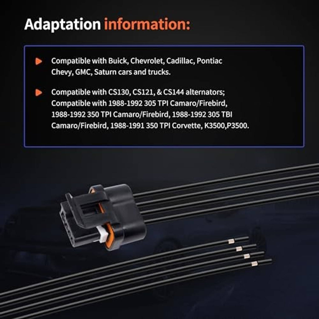 Voltage regulator connector plug harness with black connector and three exposed wire pins
