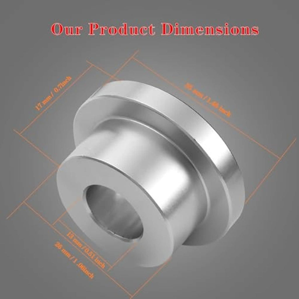 Silver billet riser bushing spacer with round flange and central mounting hole