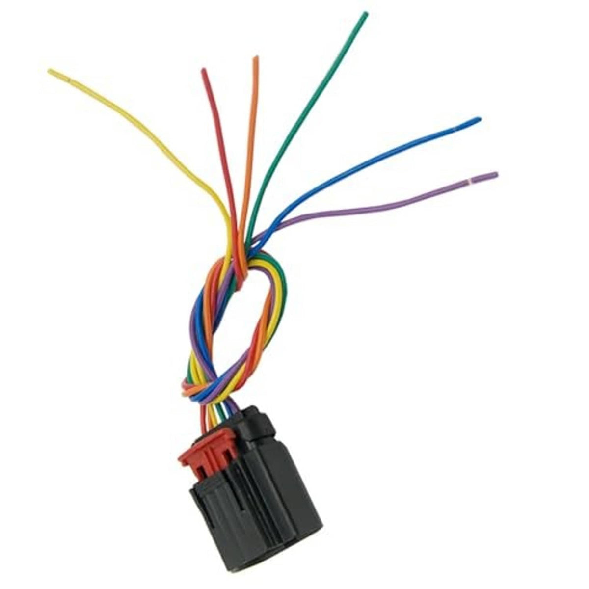 Electronic throttle body connector plug with bundled multicolor wires and black connector