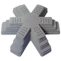 Gray felt pot and pan protectors, stacked pads with star-dot perforations (set).