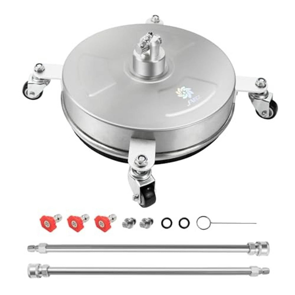 14 in round stainless steel pressure washer surface cleaner with four caster wheels