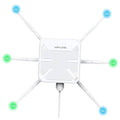 White outdoor Wi‑Fi 6 extender with four antennas, front view