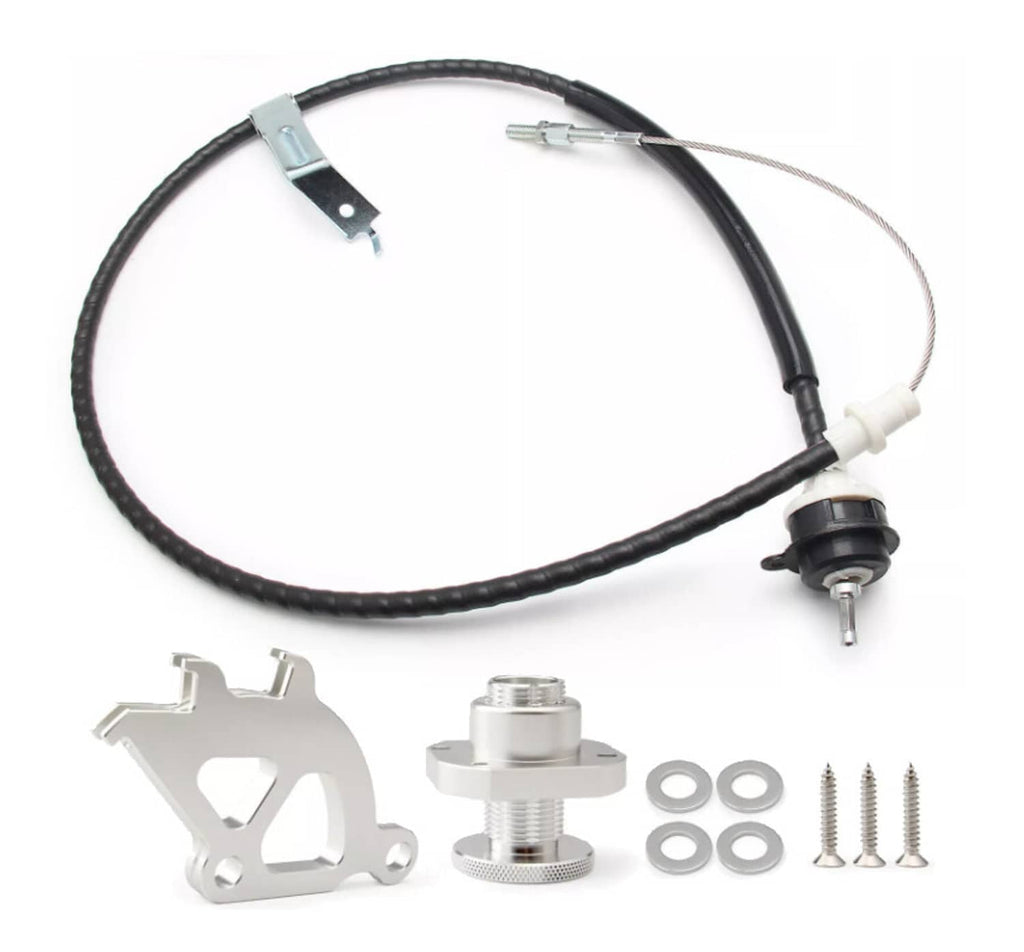 Clutch cable quadrant and firewall adjuster kit with black cable, regulator, bracket, hardware