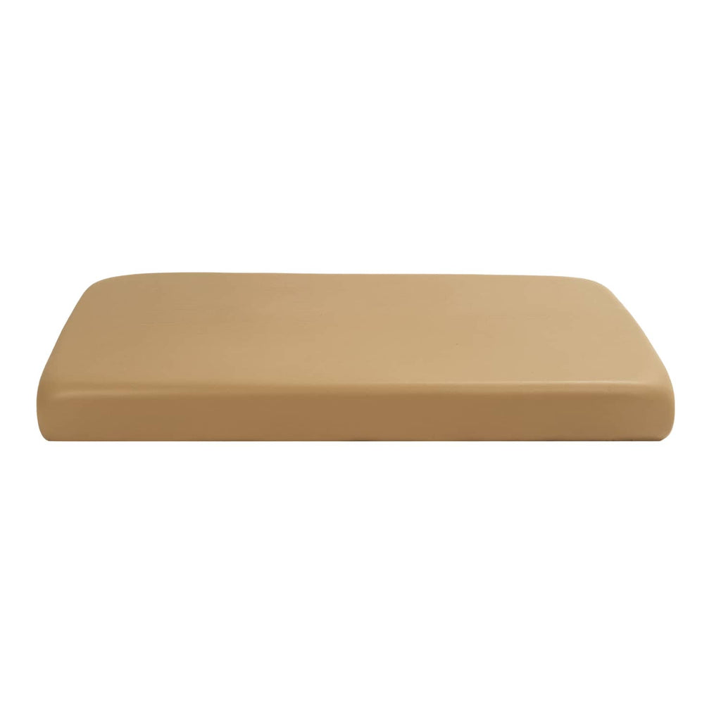 Tan seat cushion bottom with flat top and rounded perimeter