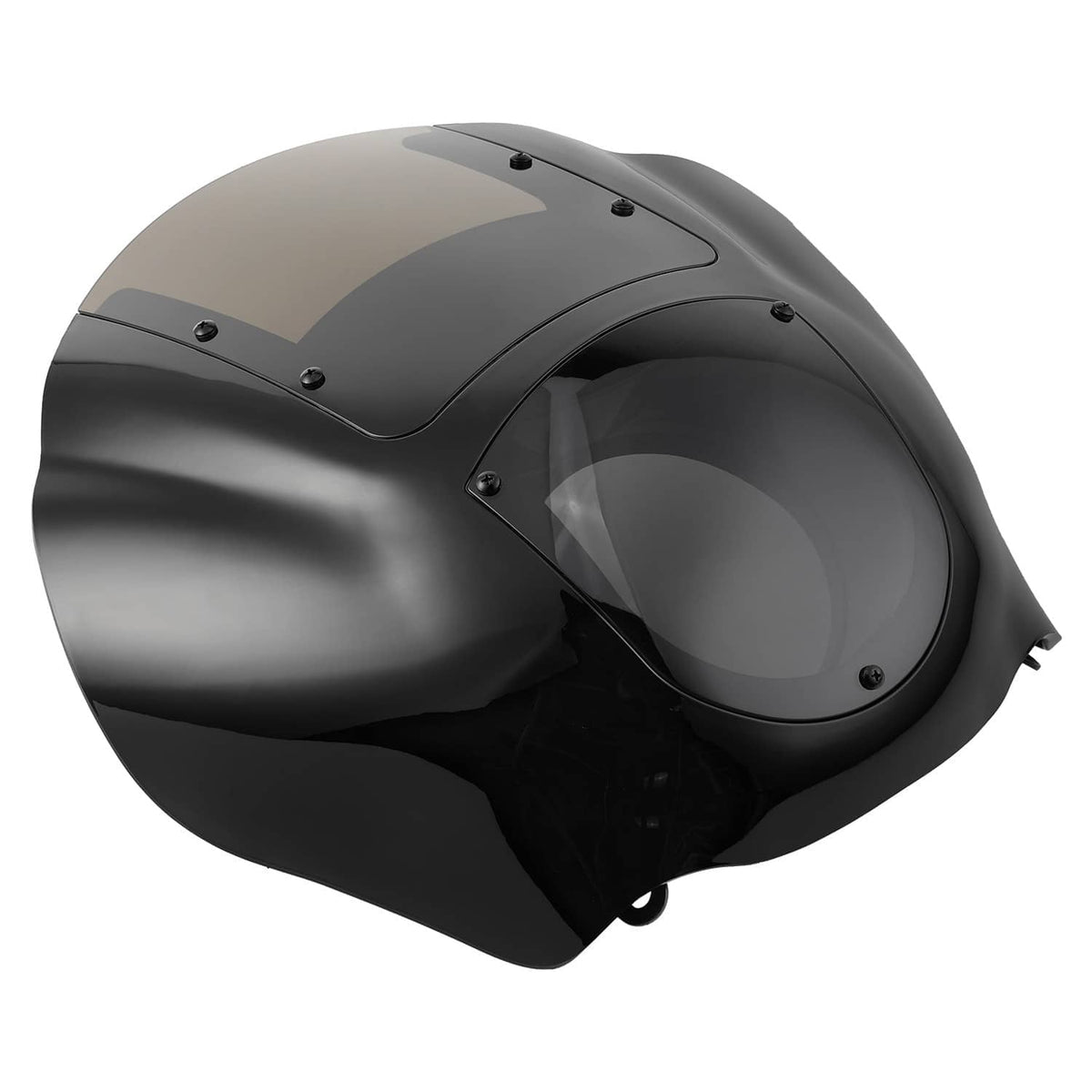 Quarter headlight fairing windscreen, dark tinted smoke visor with mounting screws