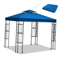 Blue double-tiered canopy replacement top with folded cover