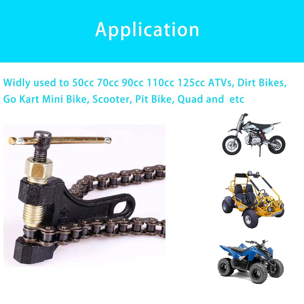 Chain breaker tool with threaded press screw and chain bar for roller links