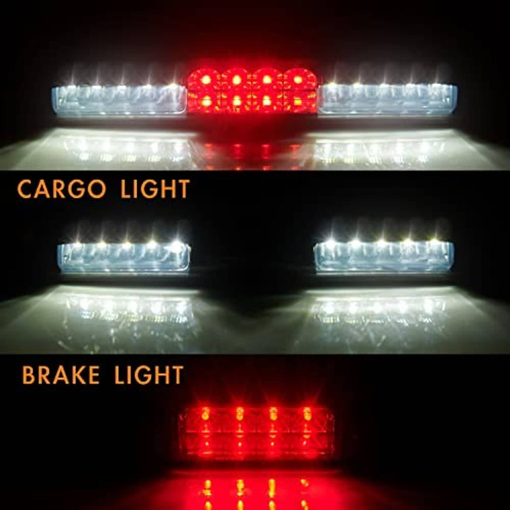 LED brake light bar with red LED grid and illuminated white side lights