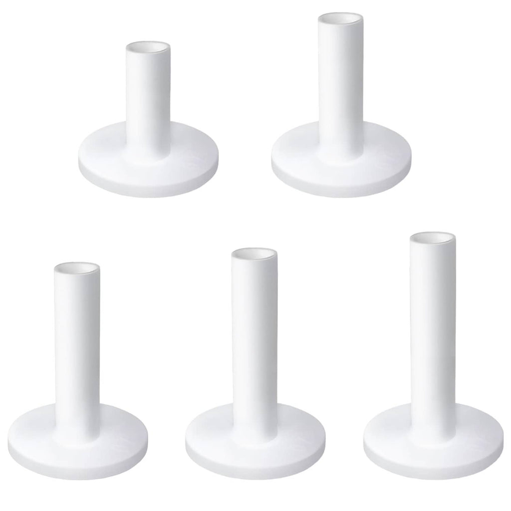 Set of white rubber golf tees with round bases for driving range mats