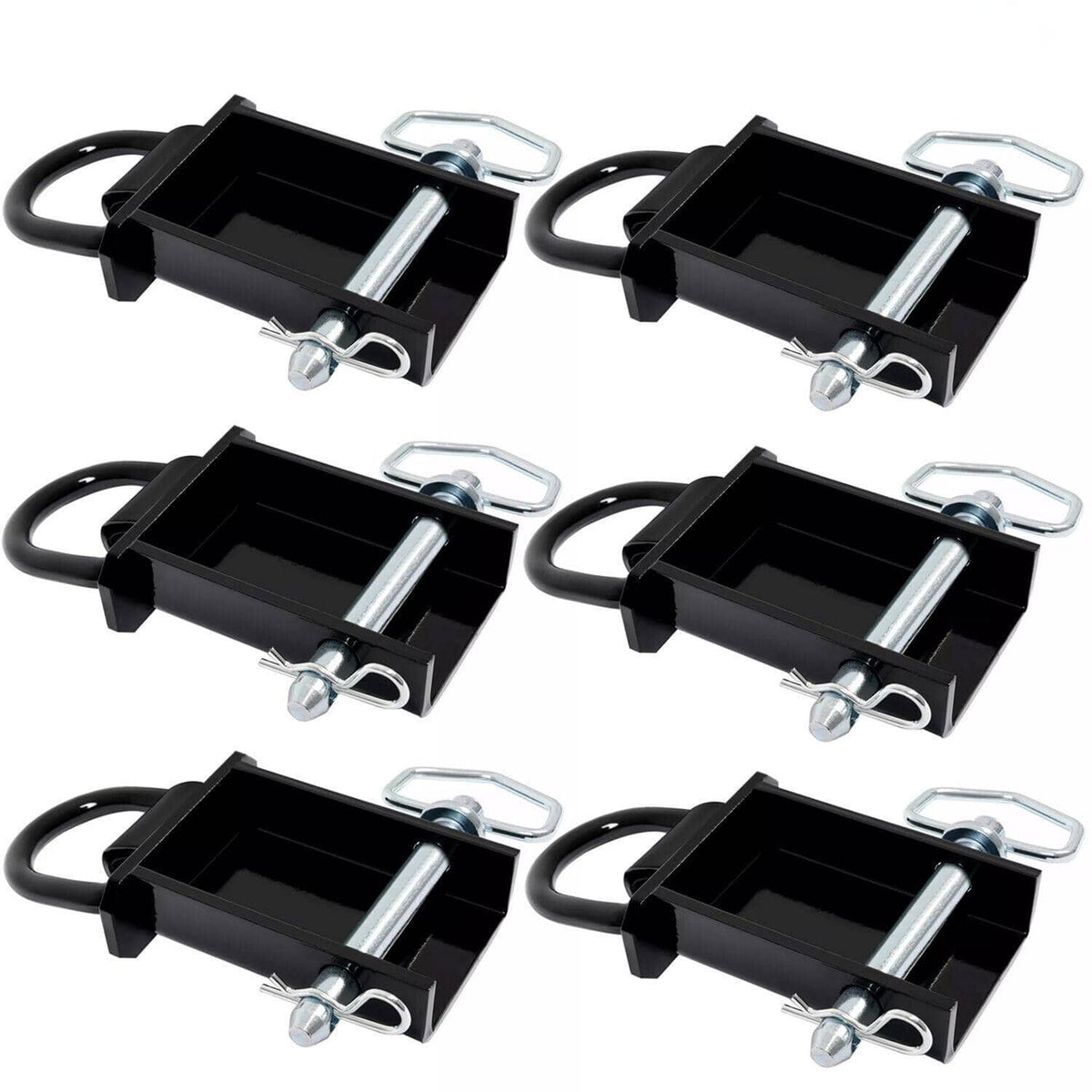 Black heavy-duty trailer stake pocket with removable D-ring and galvanized mounting hardware