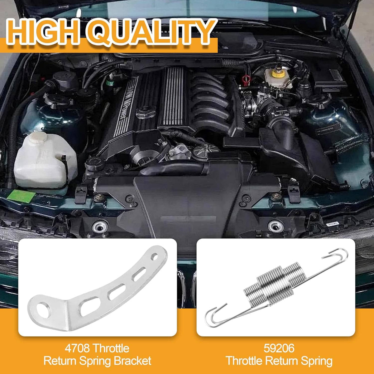 Carburetor return spring and bracket kit shown with bracket and coil spring components