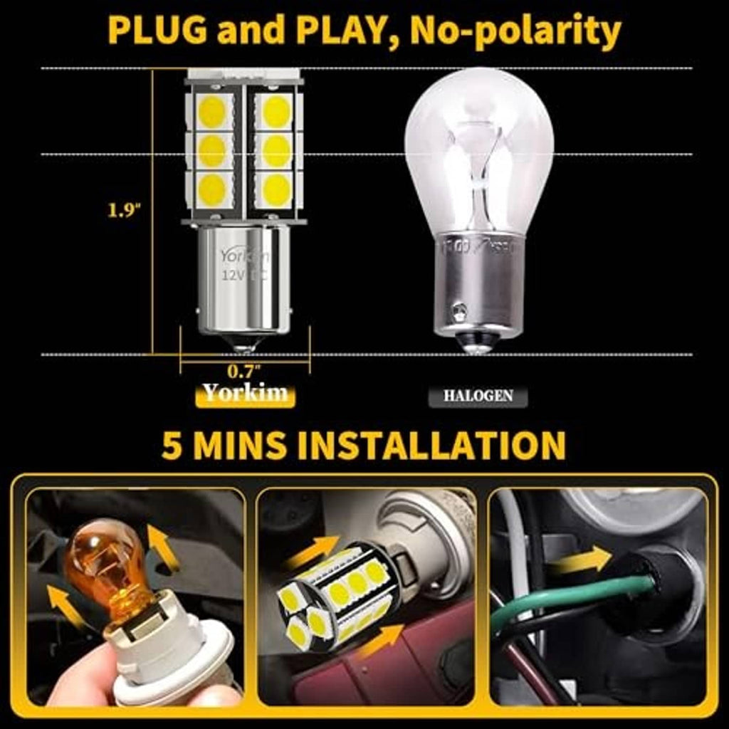 LED light bulb with metal base and several yellow LED chips, bright white illumination