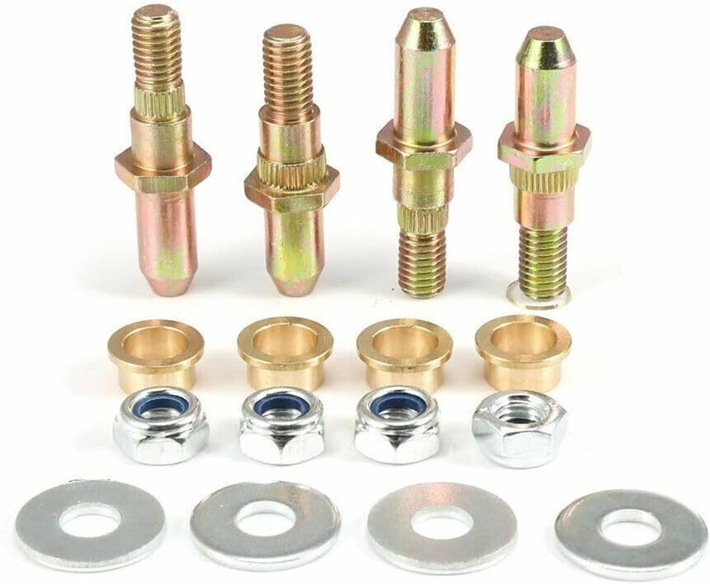 Front door hinge repair kit with roller pins, bushings, and metal washers