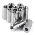 304 stainless steel round coupling nuts with M8 internal threads, mixed pack with sleeves