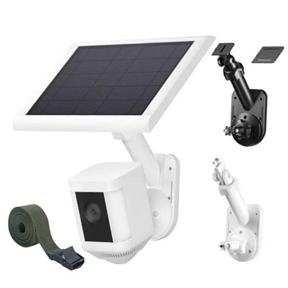 White 2-in-1 wall mount bracket for solar panel and security camera