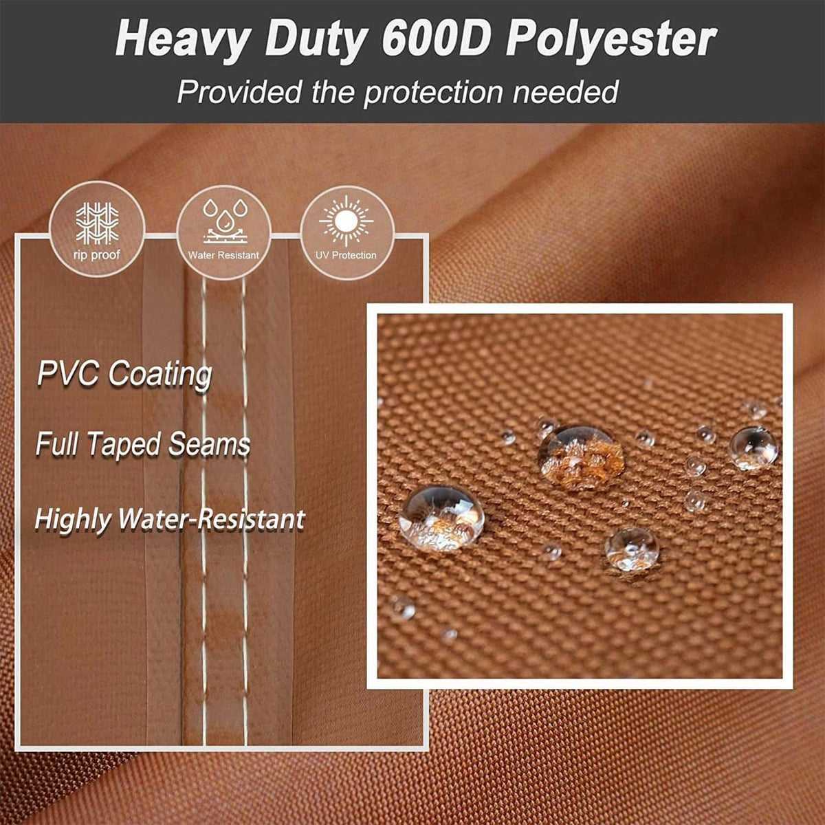 Brown PVC-coated cushion storage bag fabric with water-resistant finish