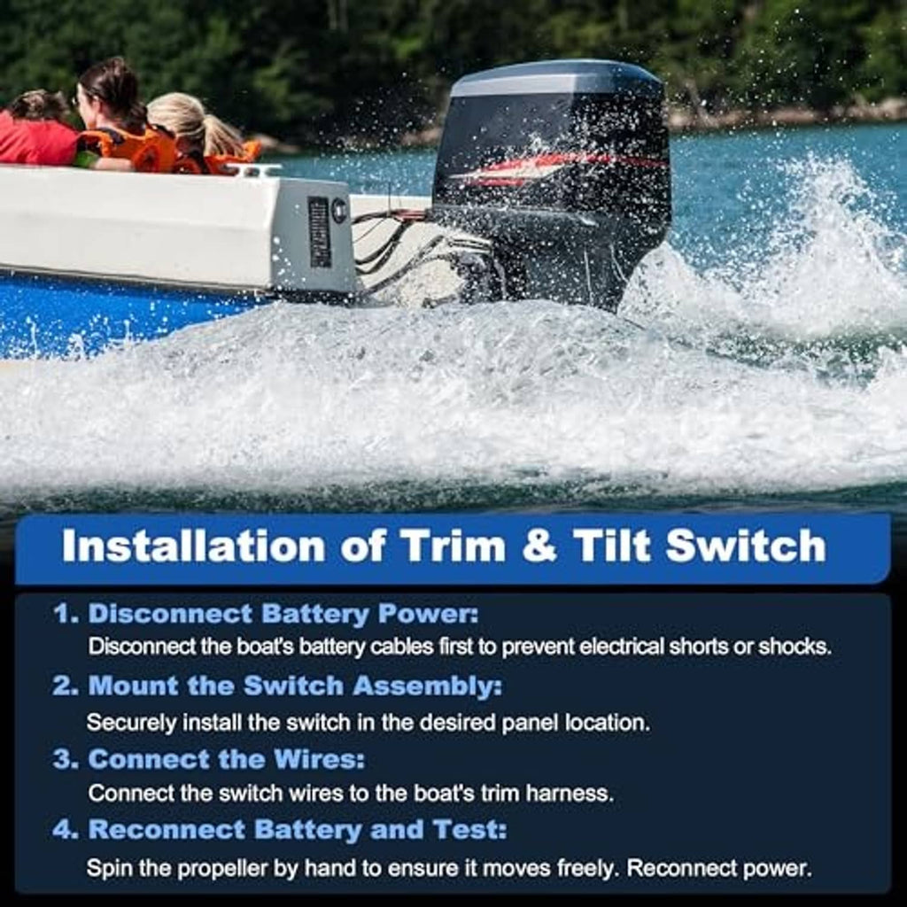 Trim and tilt switch installation on boat outboard control area with connected wiring