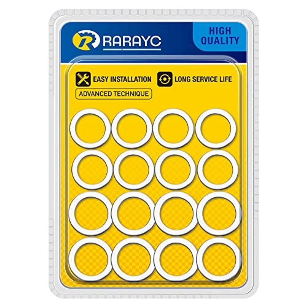 16-pack aluminum drain plug crush washers, round washers on retail card
