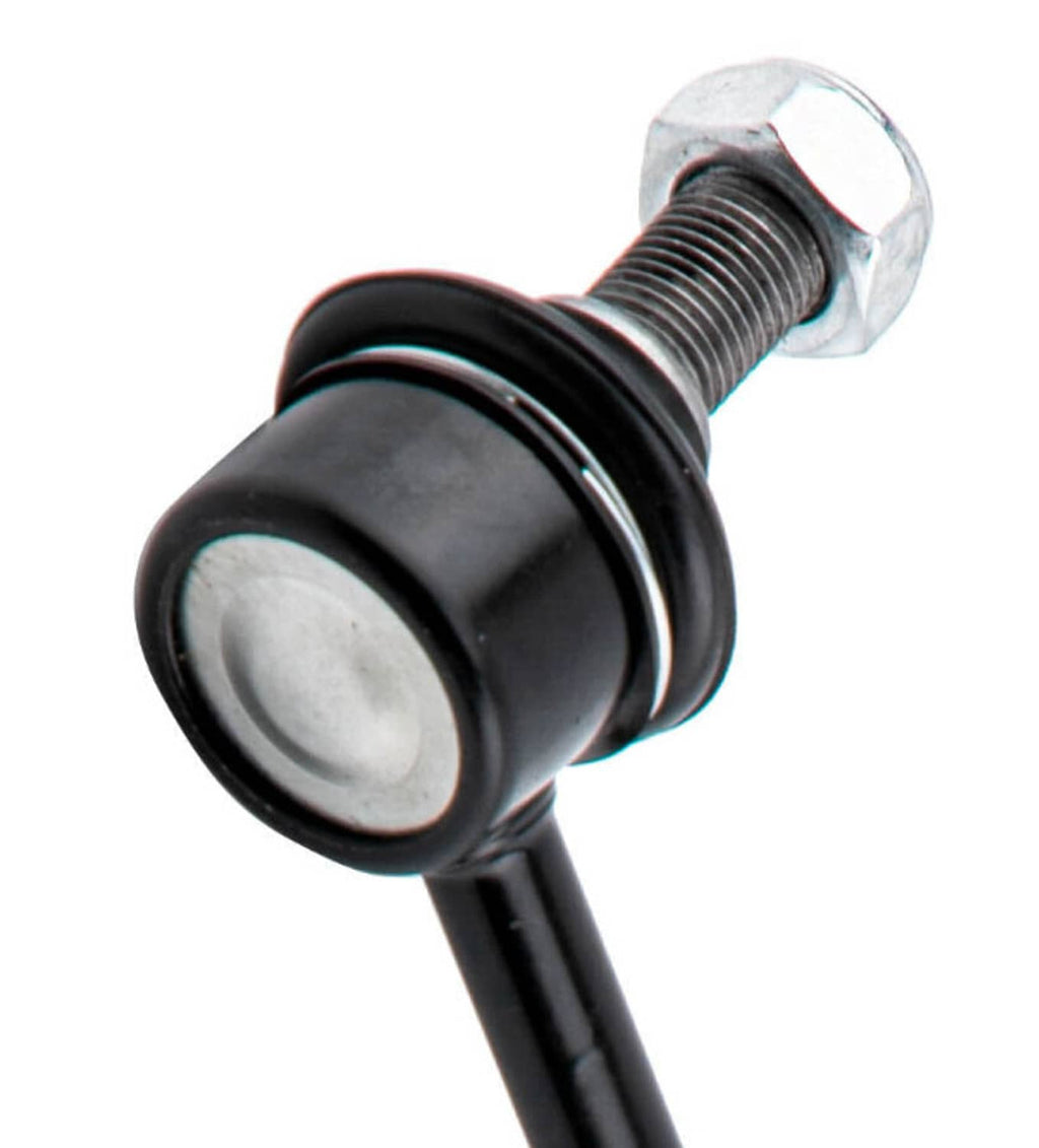 Front tie rod end with black rubber boot and threaded mounting stud