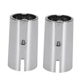 Pair of silver lower shift knob covers with open top and center slot opening