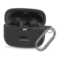 Black silicone earbud case cover with JBL logo, open lid