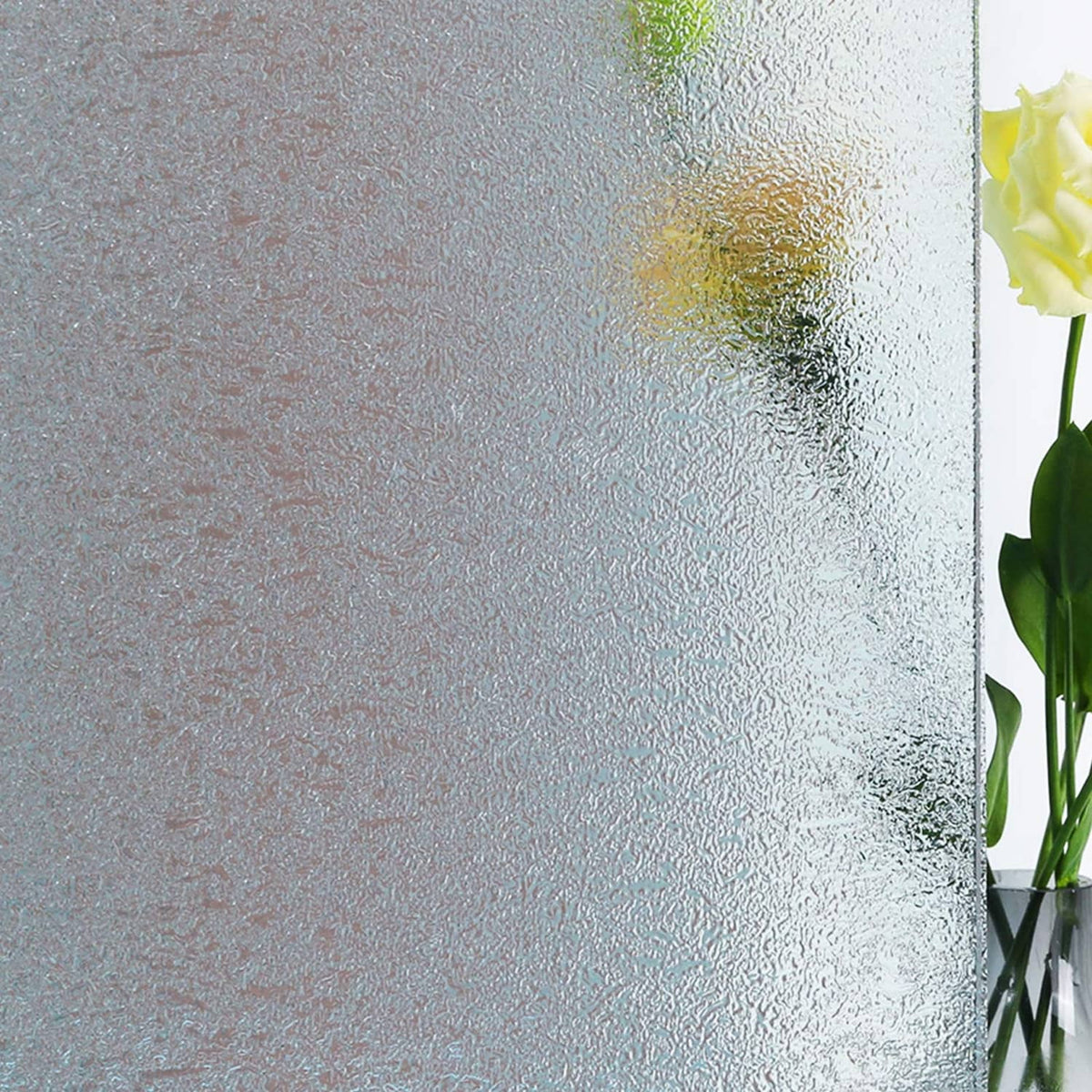 Frosted privacy window film with sparkling crystal texture, static cling, no glue