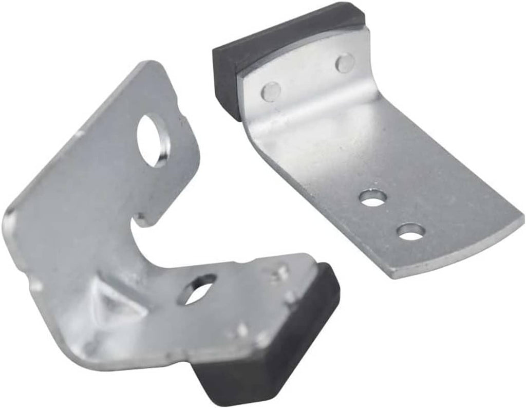 Metal deck brake bracket set with curved plate, mounting tabs, and holes