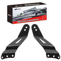 Pair of curved black metal LED light bar brackets with mounting holes and slots