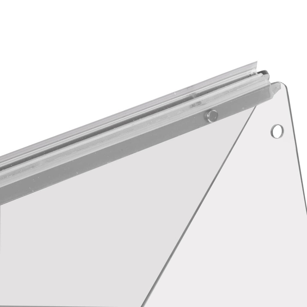 Close-up of clear folding windshield frame and hinge pin detail