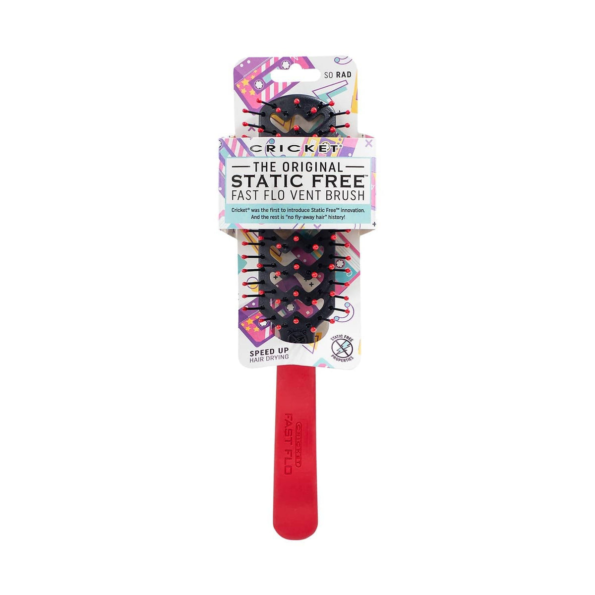 Static Free Fast Flo vent hair brush in retail box with red handle