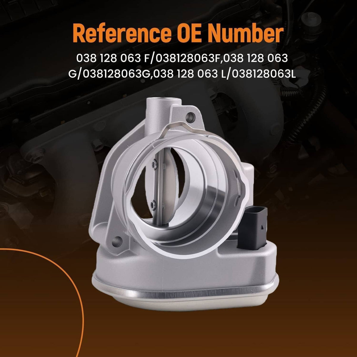 Silver throttle body assembly with circular bore and black electrical plug