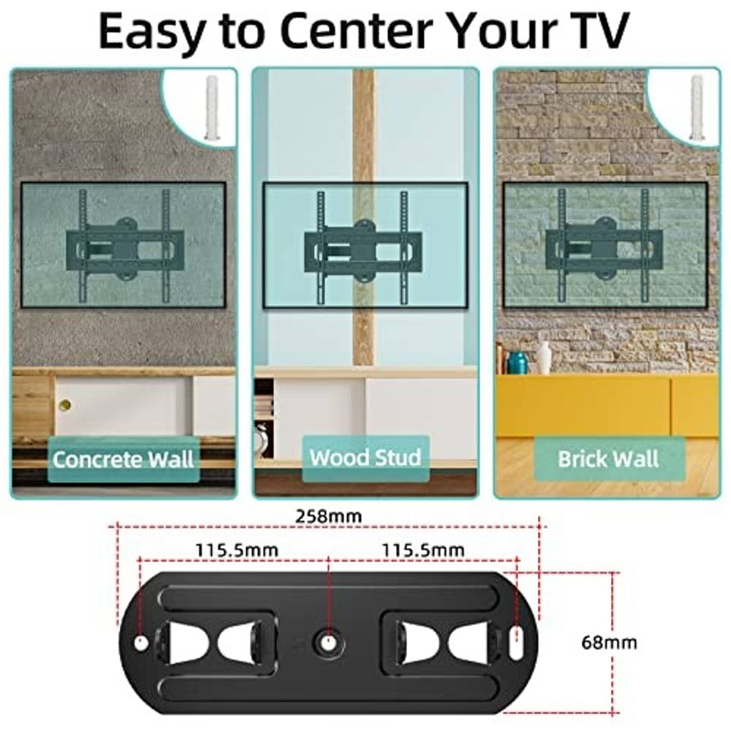 TV wall mount centering template showing bracket hole positions for studs