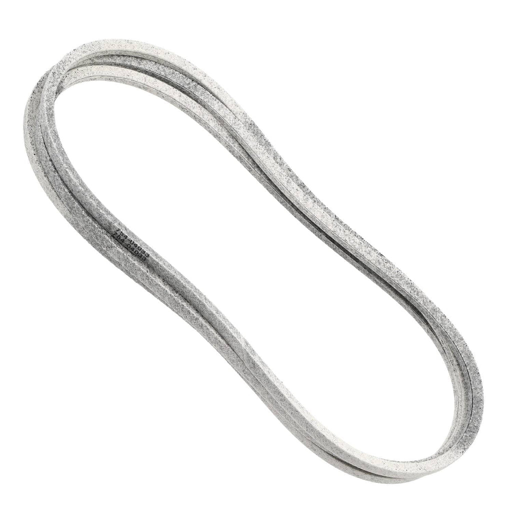 Gray double-layer V-belt in an oval loop, textured fabric outer cover