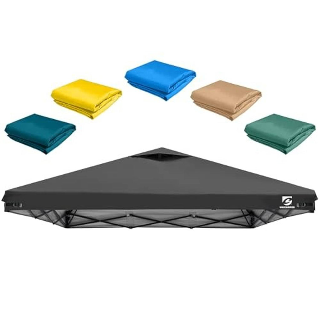 Pop up canopy replacement top cover with black fabric and vented design