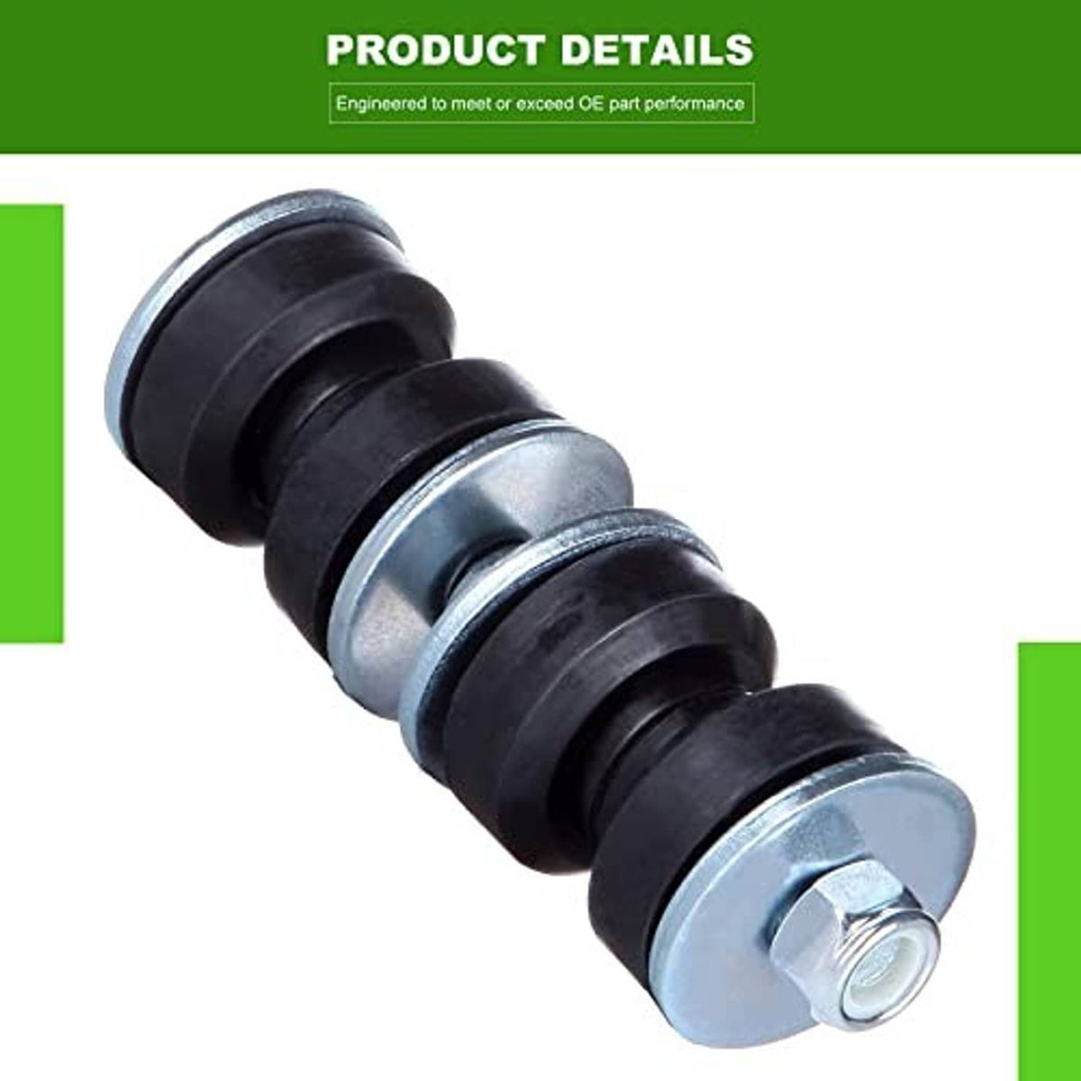 Front suspension ball joint assembly, black rubber bushing with silver metal stud