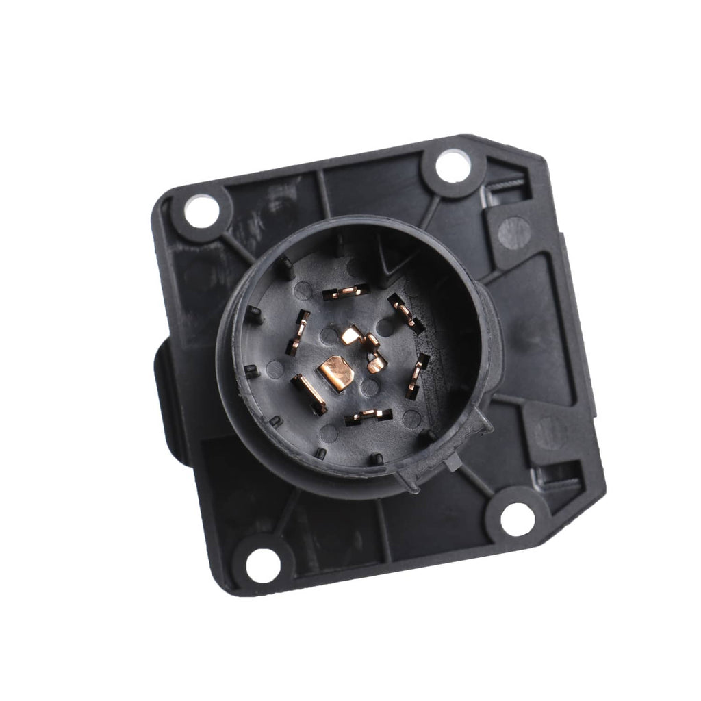 Square T-style connector socket with exposed copper contacts