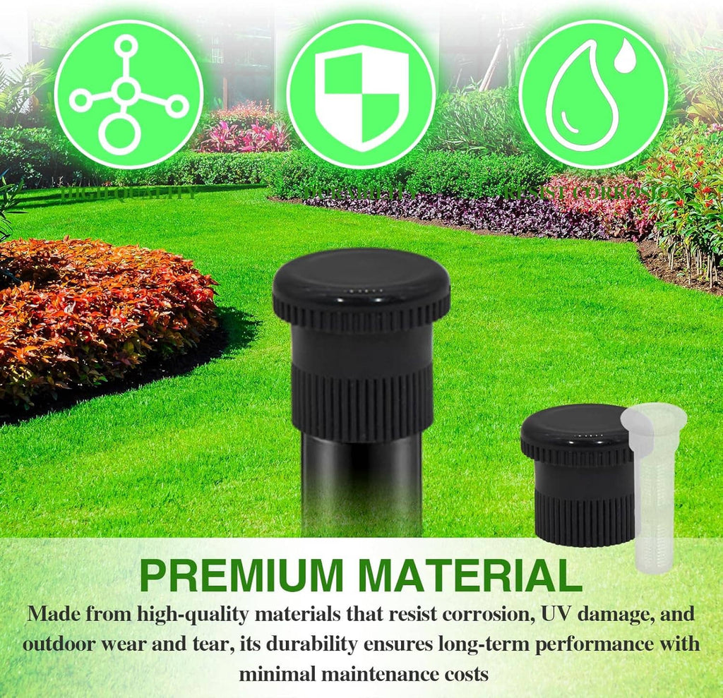 Black sprinkler shutoff nozzle with translucent white plastic cap insert