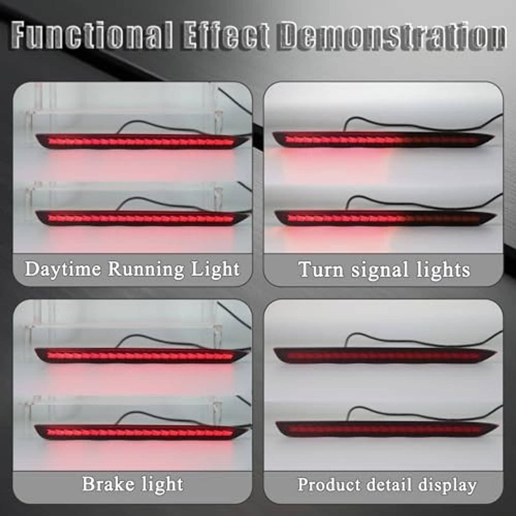 LED rear light bar modes: daytime running, turn signal, brake, detail display.
